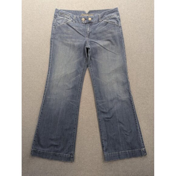 VTG American Eagle Jeans Womens 14 Trouser Bootcut Stretch Double Button Boho - Picture 1 of 15